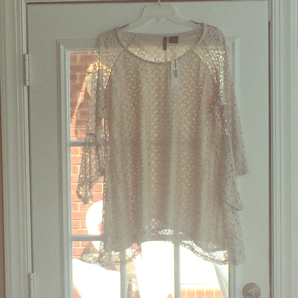 Champagne colored lace tunic